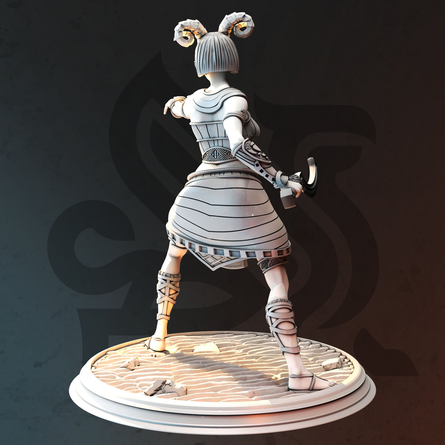 Egyptian Female Demonspawn Spellcaster Miniature 32mm Scale - Exotic Tiefling Warlock by DM Stash