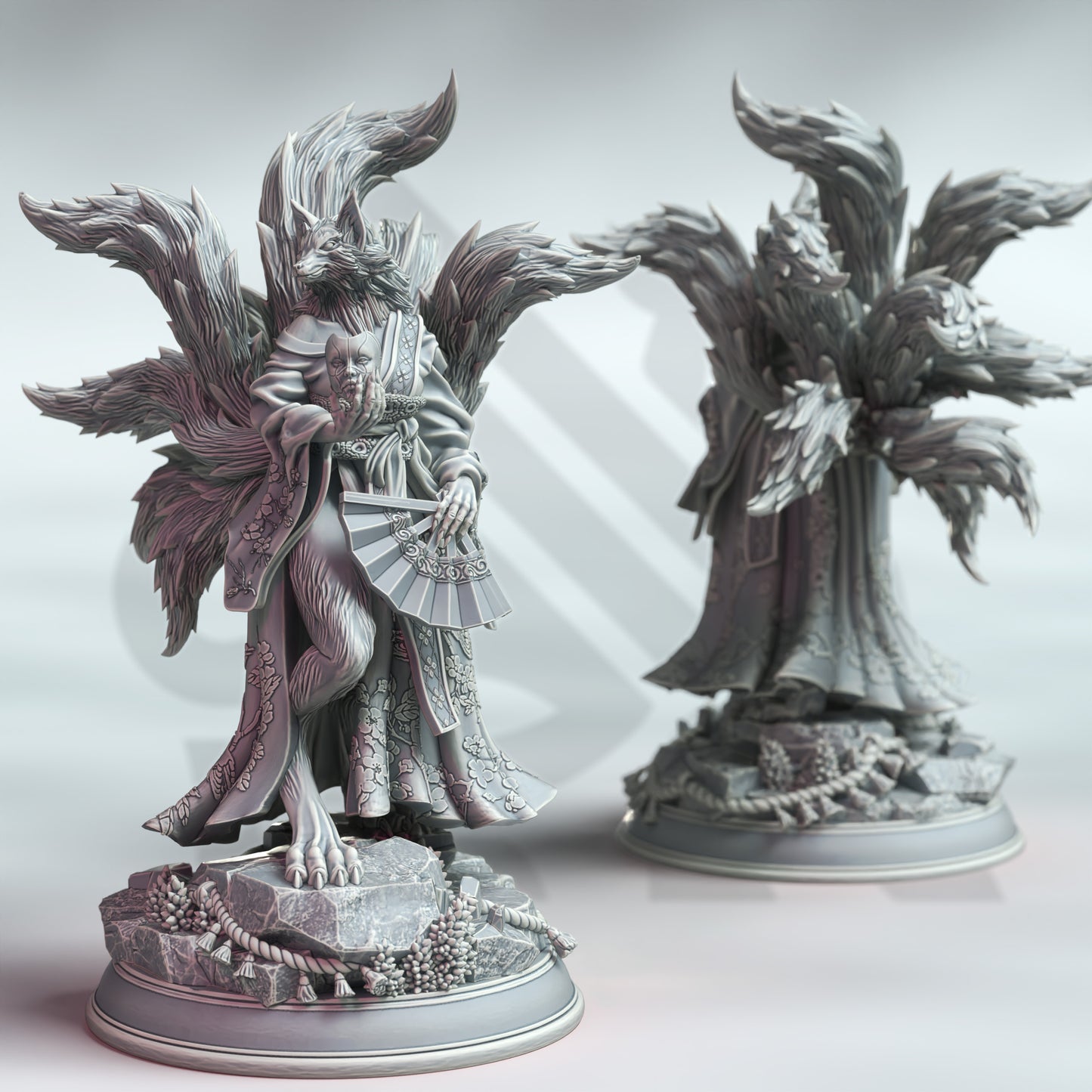 Divine Female Werewolf Hybrid Lycan NPC 32mm Scale - Kyubi by DM Stash