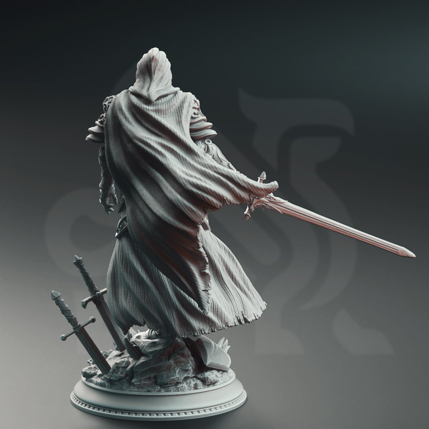 Banished Knight Female Fighter NPC Miniature 32mm Scale - Duke's Commander by DM Stash