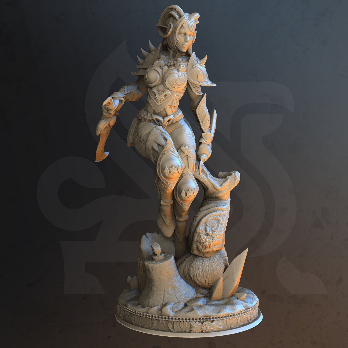 Tiefling Rogue Female Dagger Adventurer Miniature 32mm Scale - Orlena by DM Stash