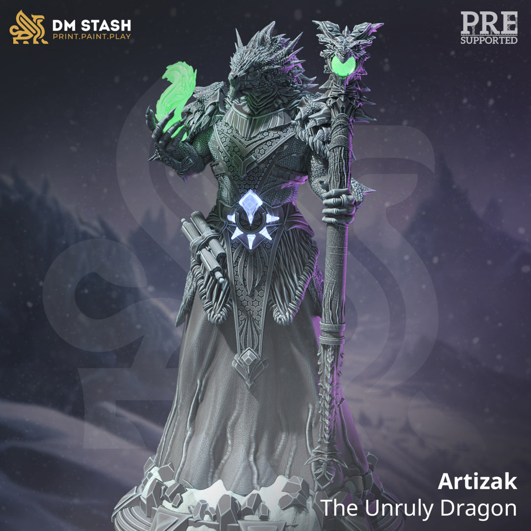 Draconic Wizard Dragon Staff Necromancer Mage 32mm Scale - Dragonborn Wild Sorcerer by DM Stash