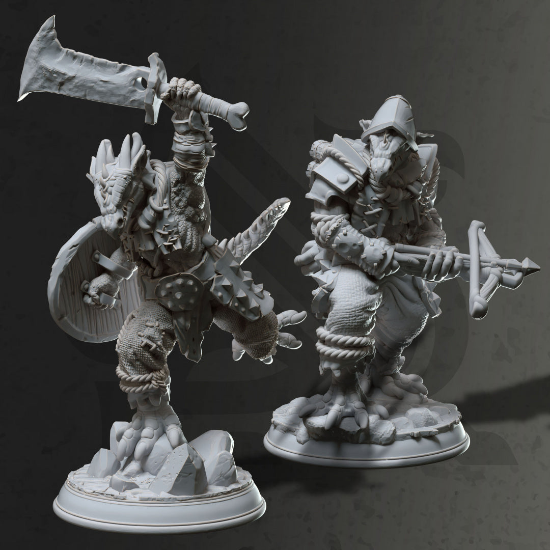 Dragonborn Bandit Minion Duo 32mm Scale Kobold Infantry Sharpshooter Pair by DM Stash