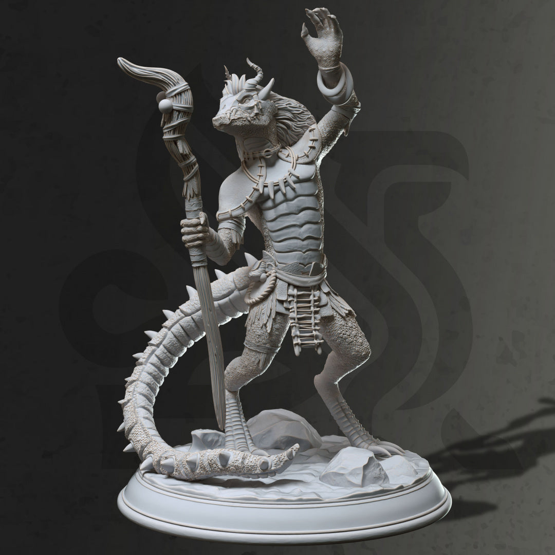 Dragonborn Warlock Draconic Druid Spellcaster 32mm Scale - Kobold Shaman by DM Stash