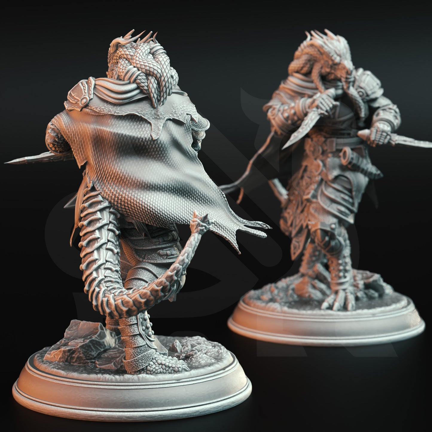 Draconic Lizardfolk Warrior Daggers 32mm Scale - Dragonborn Assassin Rogue by DM Stash
