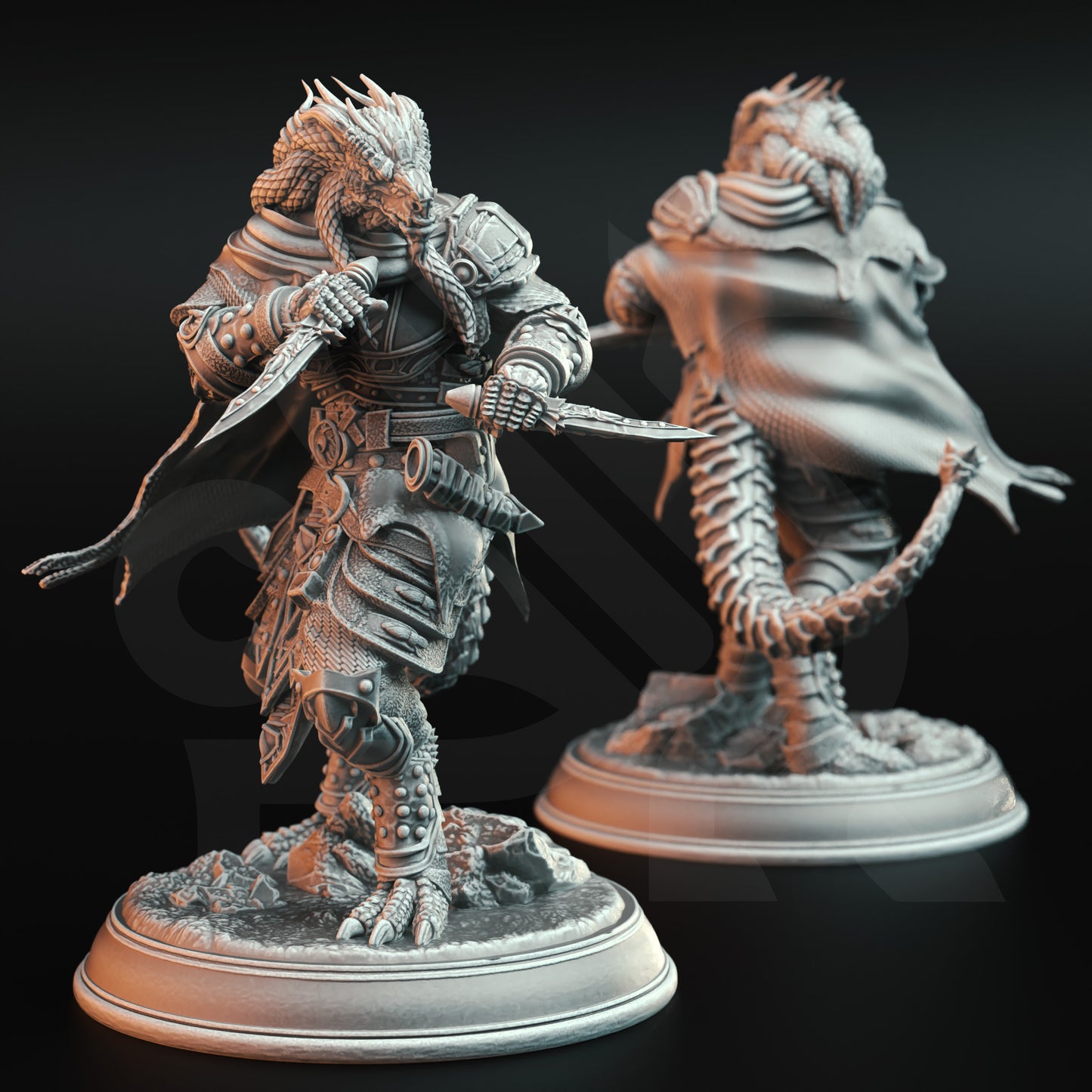 Draconic Lizardfolk Warrior Daggers 32mm Scale - Dragonborn Assassin Rogue by DM Stash