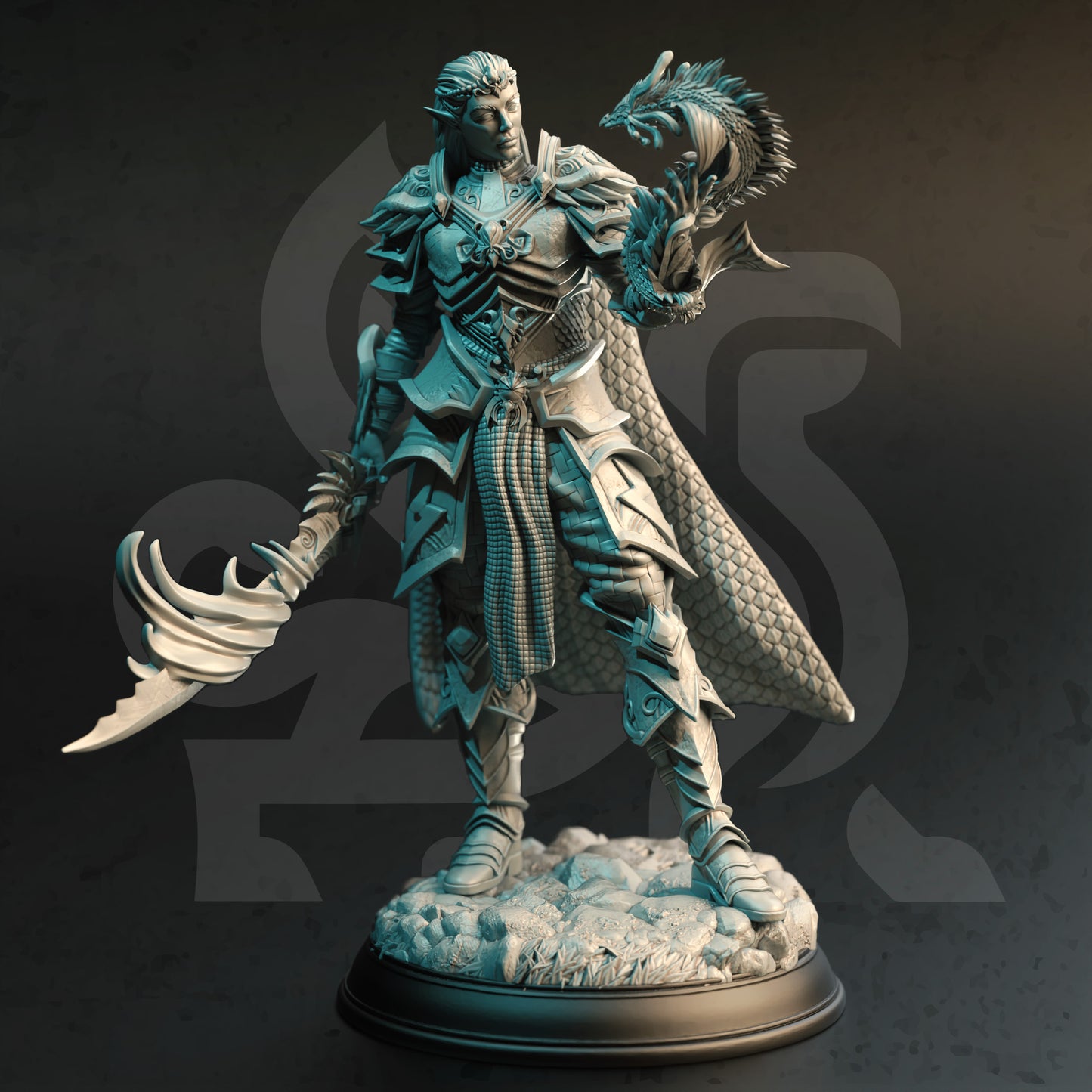 Elf Lord Warrior Spellcaster Fire Genasi 32mm Scale - Spellblade of Wraith by DM Stash