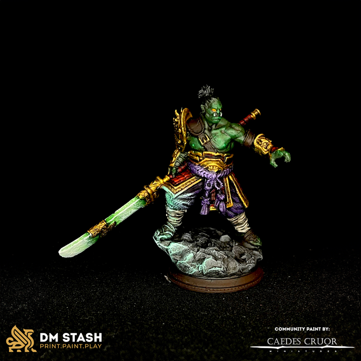 Samurai Orcish Barbarian Fighter 32mm Scale - Eastern Orc Battlemaster by DM Stash