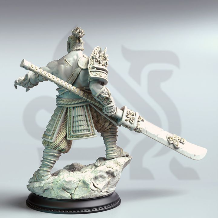 Samurai Orcish Barbarian Fighter 32mm Scale - Eastern Orc Battlemaster by DM Stash