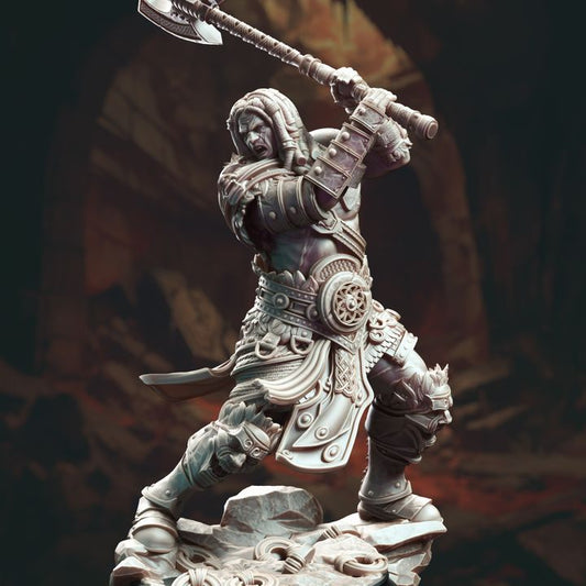 Human Barbarian Axe Warrior Fighter 32mm Scale - Colossal Knight by DM Stash