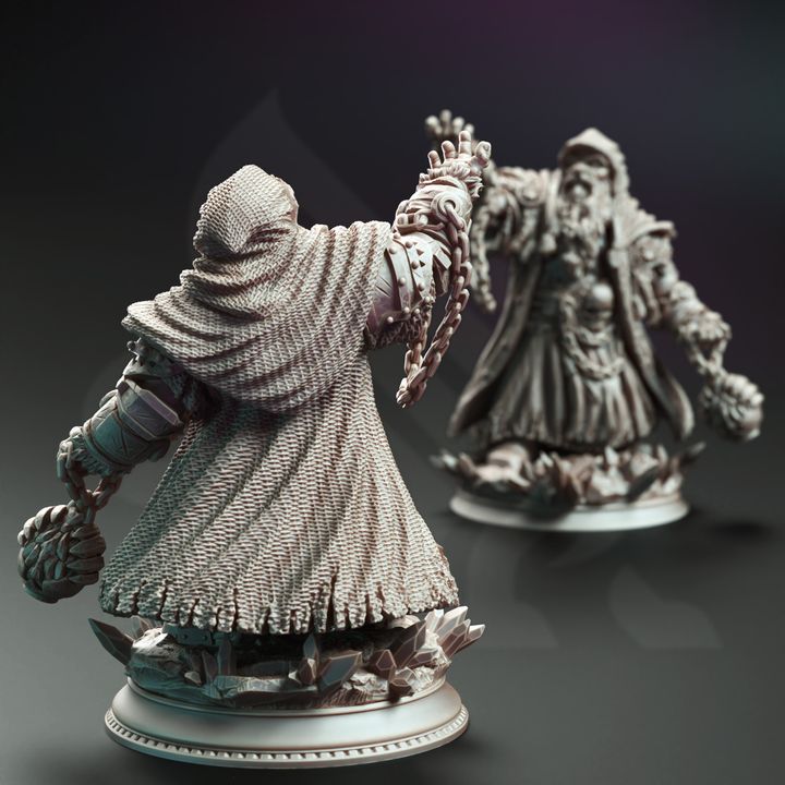 Dwarf Cleric Gnome Artificer 32mm Scale - Dark Dwarf Rune Sorcerer by DM Stash