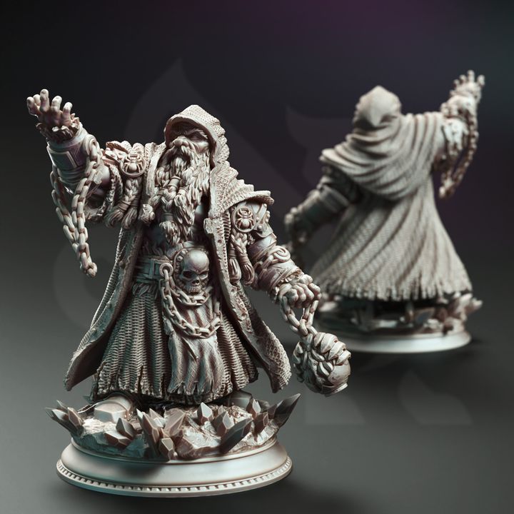 Dwarf Cleric Gnome Artificer 32mm Scale - Dark Dwarf Rune Sorcerer by DM Stash