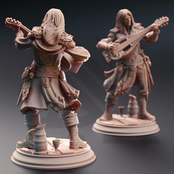 Elf Bard Lute Musician 32mm Scale - Elven Fortune Bard by DM Stash