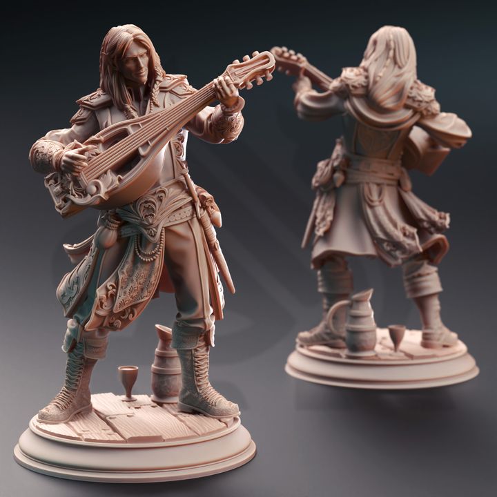 Elf Bard Lute Musician 32mm Scale - Elven Fortune Bard by DM Stash