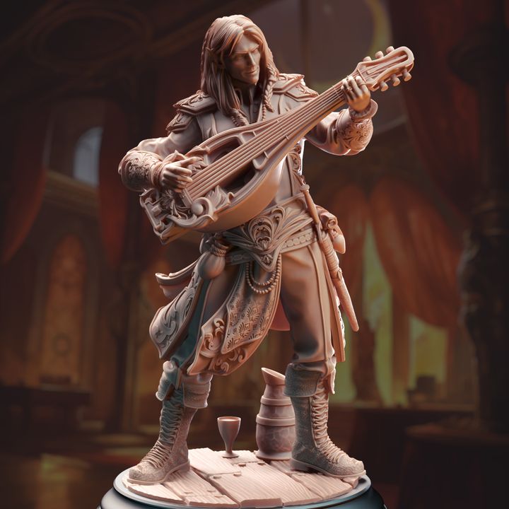 Elf Bard Lute Musician 32mm Scale - Elven Fortune Bard by DM Stash