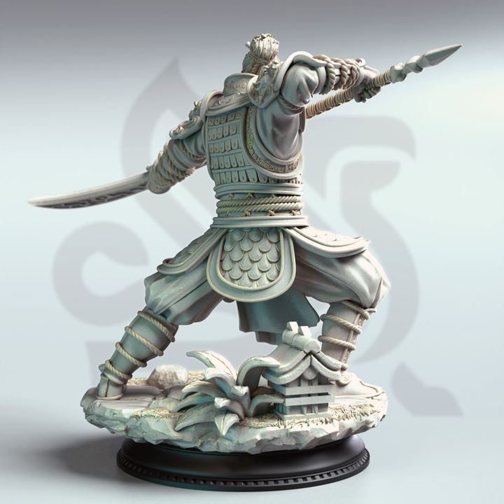 Samurai Spearman Polearm Warrior 32mm Scale - Eastern Commander by DM Stash