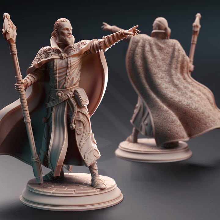 Arcane Sorcerer Human Spellcaster 32mm Scale - Illusionist Wizard by DM Stash