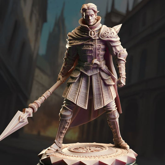 Polearm Fantasy Warrior Fighter 32mm Scale - Human Spear Master by DM Stash