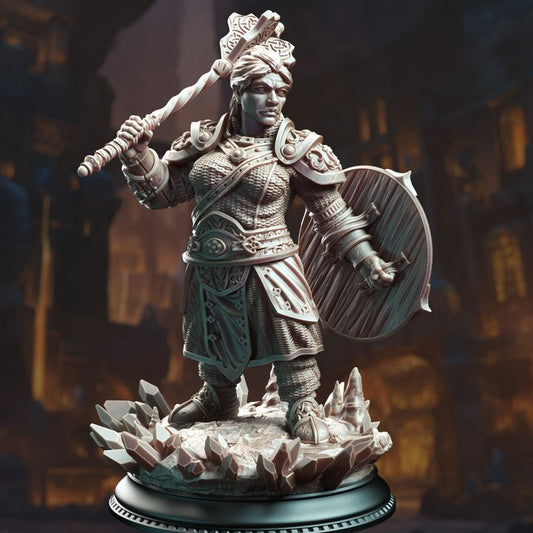 Female Dwarven Paladin Fighter 32mm Scale - Dwarf War Cleric by DM Stash