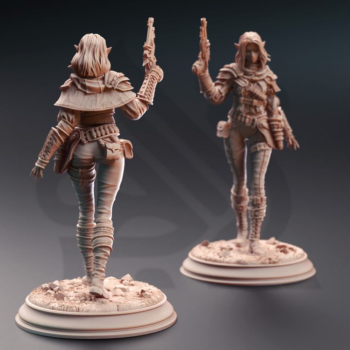 Elf Assassin Gunslinger Pirate 32mm Scale - Drow Gunslinger by DM Stash