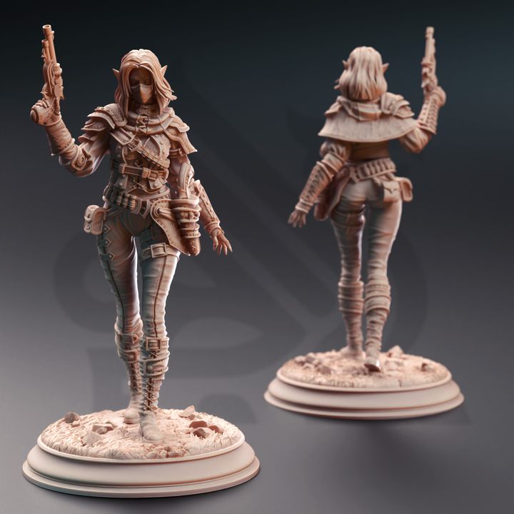 Elf Assassin Gunslinger Pirate 32mm Scale - Drow Gunslinger by DM Stash