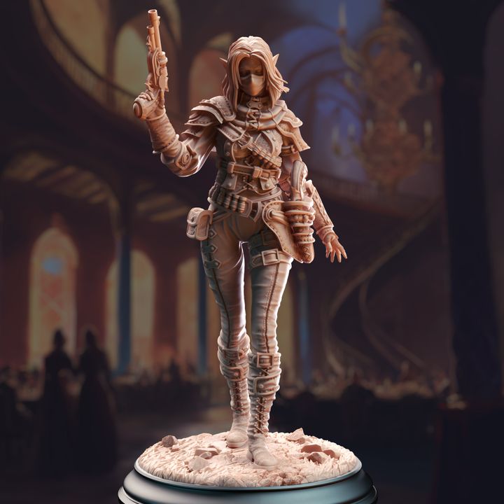 Elf Assassin Gunslinger Pirate 32mm Scale - Drow Gunslinger by DM Stash