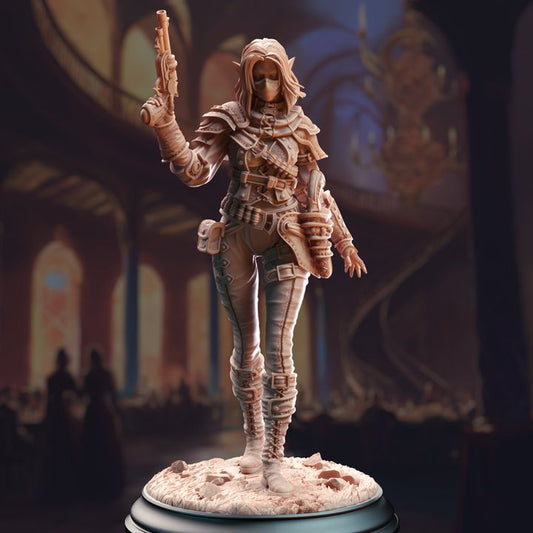 Elf Assassin Gunslinger Pirate 32mm Scale - Drow Gunslinger by DM Stash