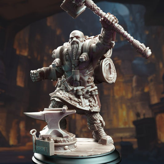 Dwarf Forgemaster Artificer Fighter 32mm Scale - Dwarven Battle Blacksmith by DM Stash