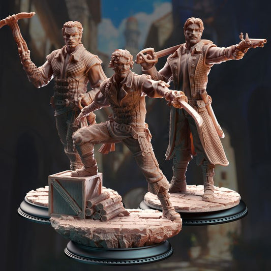 Human Mob Pirate Gunslinger Trio Enemy 32mm Scale - Bandit Thugs by DM Stash