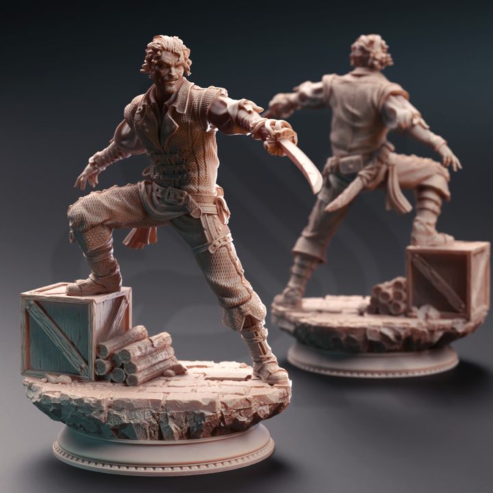 Human Mob Pirate Gunslinger Trio Enemy 32mm Scale - Bandit Thugs by DM Stash