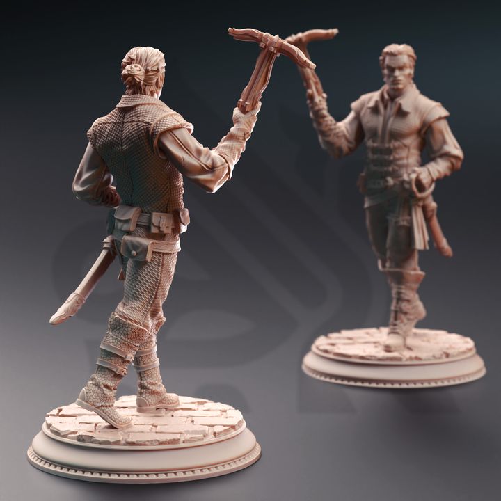 Human Mob Pirate Gunslinger Trio Enemy 32mm Scale - Bandit Thugs by DM Stash