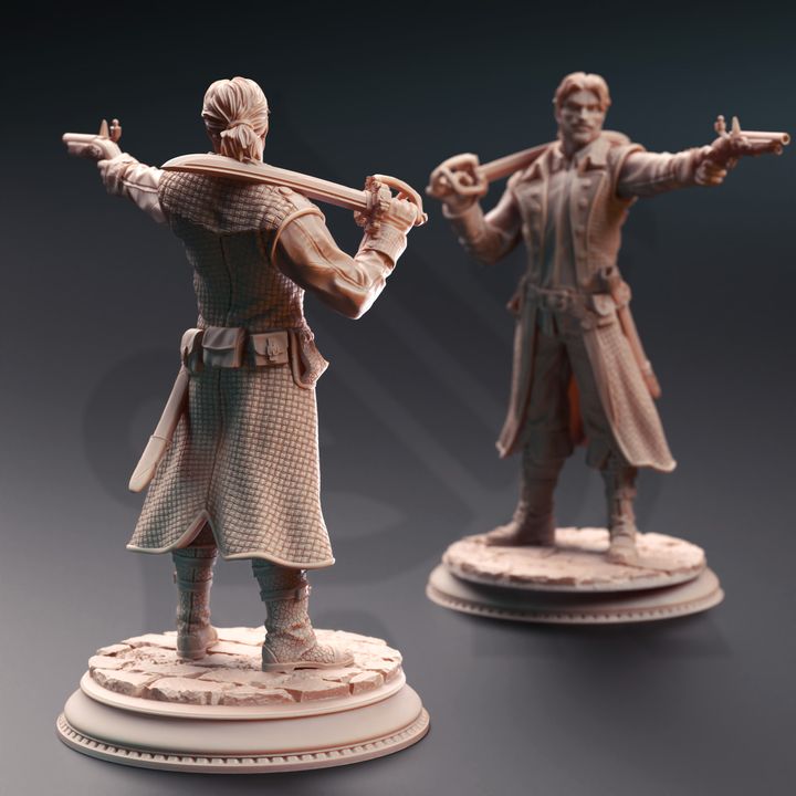 Human Mob Pirate Gunslinger Trio Enemy 32mm Scale - Bandit Thugs by DM Stash