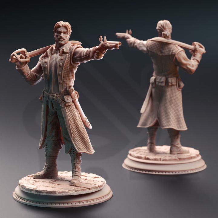 Human Mob Pirate Gunslinger Trio Enemy 32mm Scale - Bandit Thugs by DM Stash
