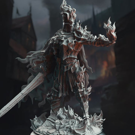 Necrotic Warrior Crown Lich Villain NPC 32mm Scale - Burning Knight by DM Stash