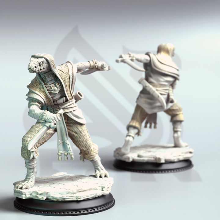 Serpentfolk Mob Enemy Trio Villain 32mm Scale - Snakemen Cultists by DM Stash