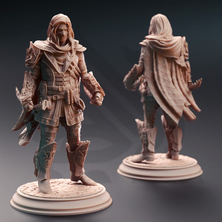 Elven Assassin Bandit Knife Fighter 32mm Scale -  Elf Rogue Thief by DM Stash