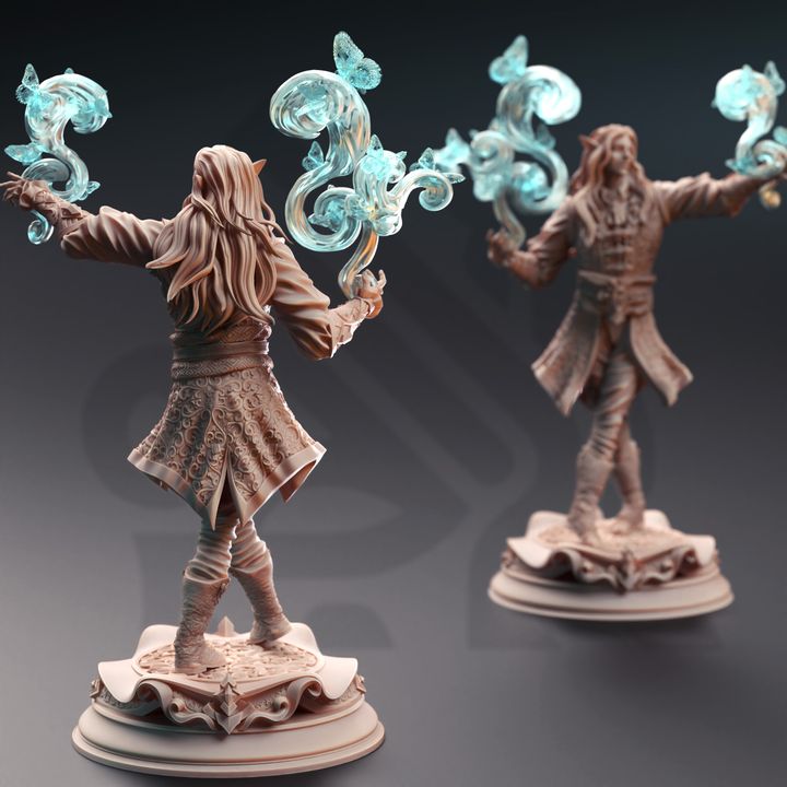 Elf Spellcaster Warlock Magician 32mm Scale - Elven Enchanting Sorcerer by DM Stash