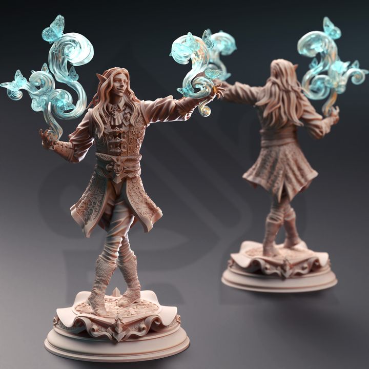 Elf Spellcaster Warlock Magician 32mm Scale - Elven Enchanting Sorcerer by DM Stash