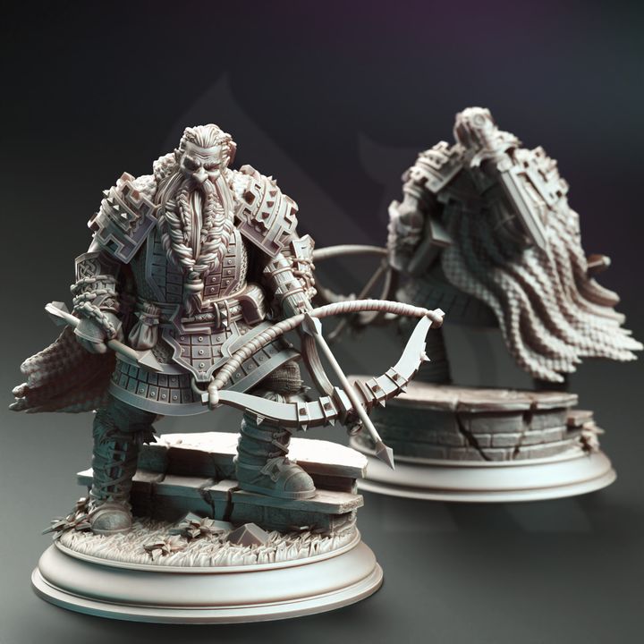 Dwarven Crossbow Armored Rogue 32mm Scale - Dark Dwarf Ranger Hunter by DM Stash