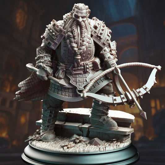Dwarven Crossbow Armored Rogue 32mm Scale - Dark Dwarf Ranger Hunter by DM Stash