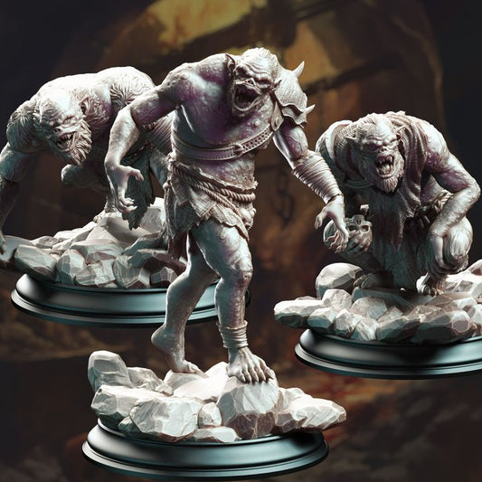 Troglodyte Trio Mob Enemy Monsters 32mm Scale - Trog Cannibals by DM Stash
