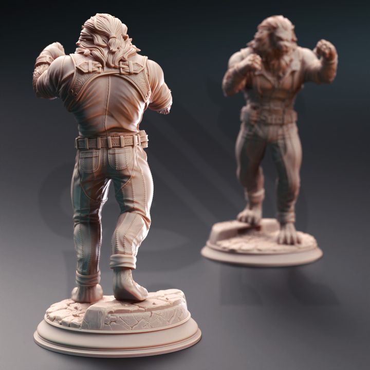 Unarmed Catfolk Knuckle Tabaxi Brawler 32mm Scale - Lionfolk Pugilist by DM Stash
