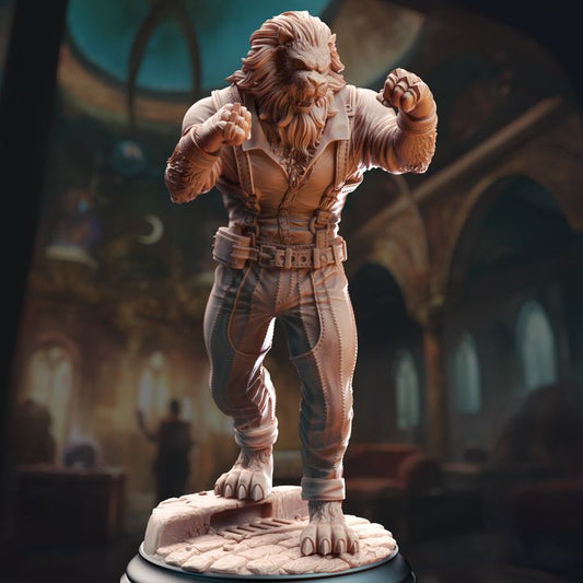 Unarmed Catfolk Knuckle Tabaxi Brawler 32mm Scale - Lionfolk Pugilist by DM Stash
