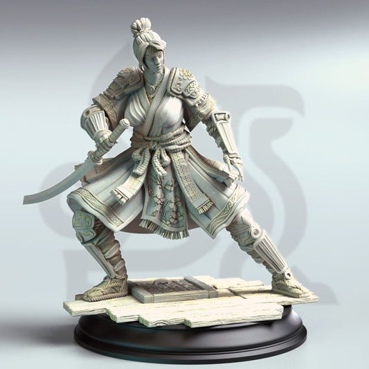 Samurai Serpentfolk Female Katana Warrior 32mm Scale - Eastern Assassin by DM Stash