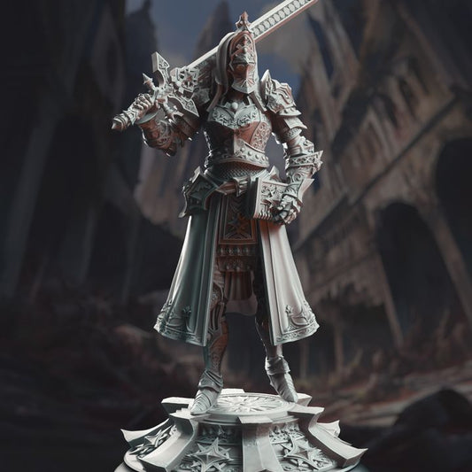Female Paladin Holy Swordsman NPC Miniature 32mm Scale - Maiden Knight by DM Stash