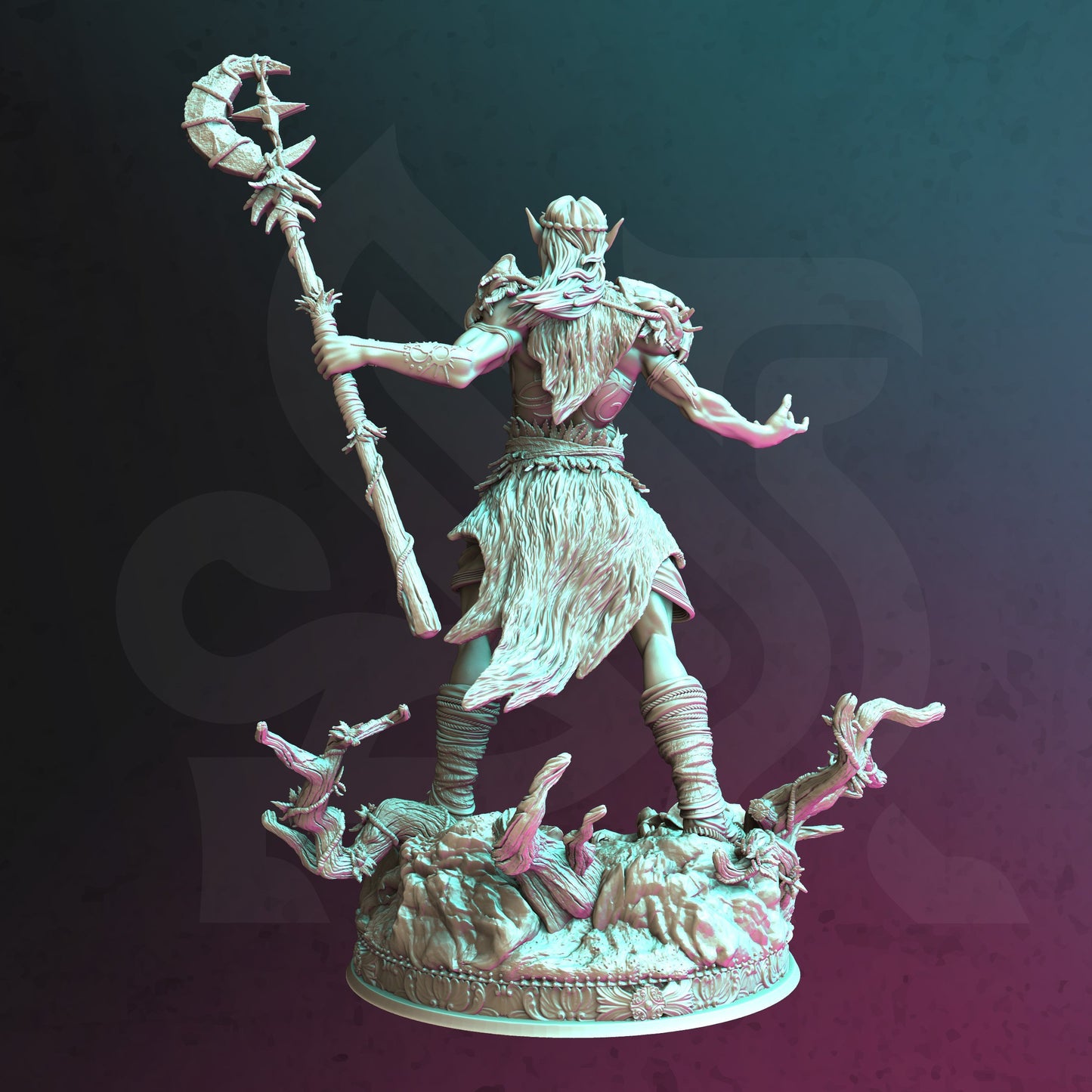 Elven Elder Shaman Warlock Spellcaster Miniature 32mm Scale - Star Druid by DM Stash