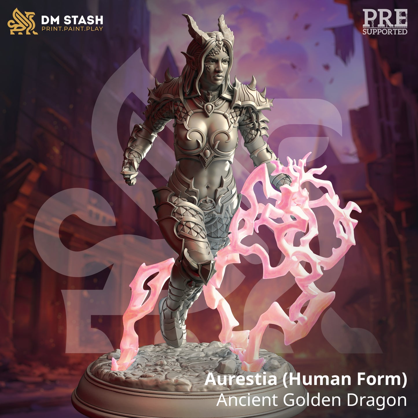 Demonic Lightning Mage Female Miniature 32mm Scale - Tiefling Draconic Sorcerer by DM Stash