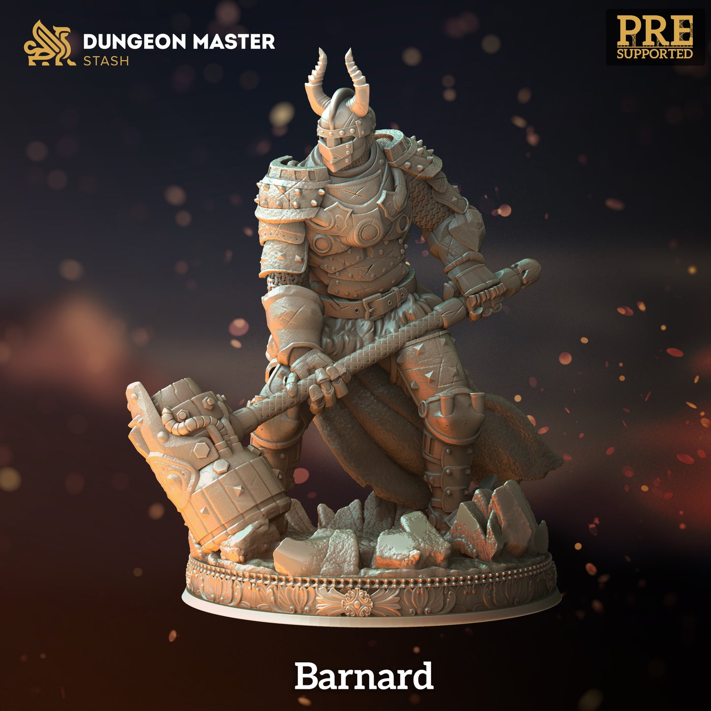 Greathammer Armored Knight Warrior Miniature 32mm Scale - Chief Hersir by DM Stash
