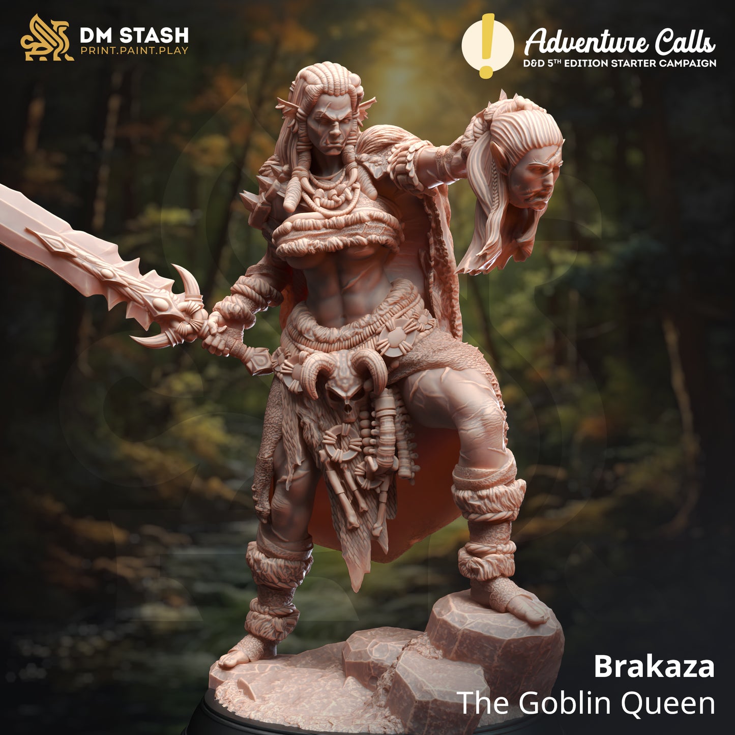 Orc Female Fighter Villain Boss Enemy 32mm Scale - Hobgoblin Barbarian Queen by DM Stash