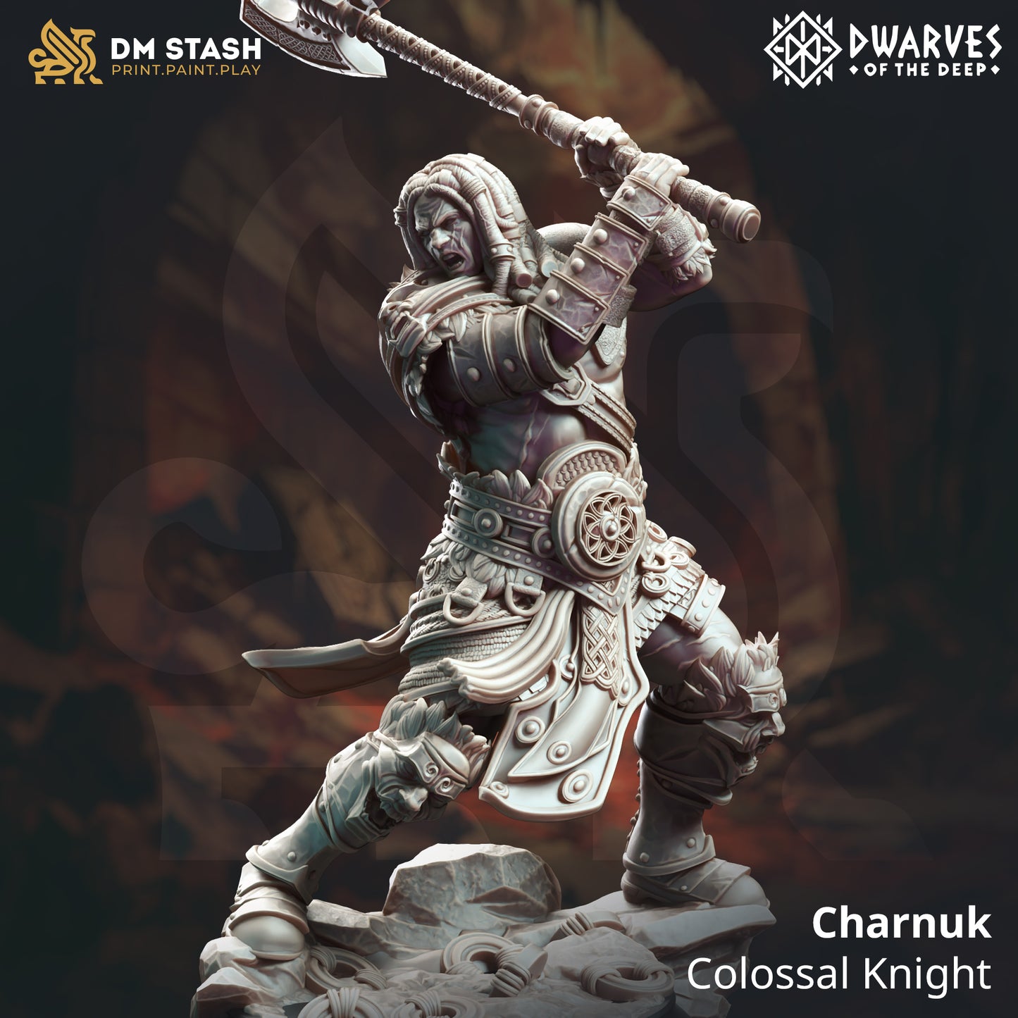 Human Barbarian Axe Warrior Fighter 32mm Scale - Colossal Knight by DM Stash