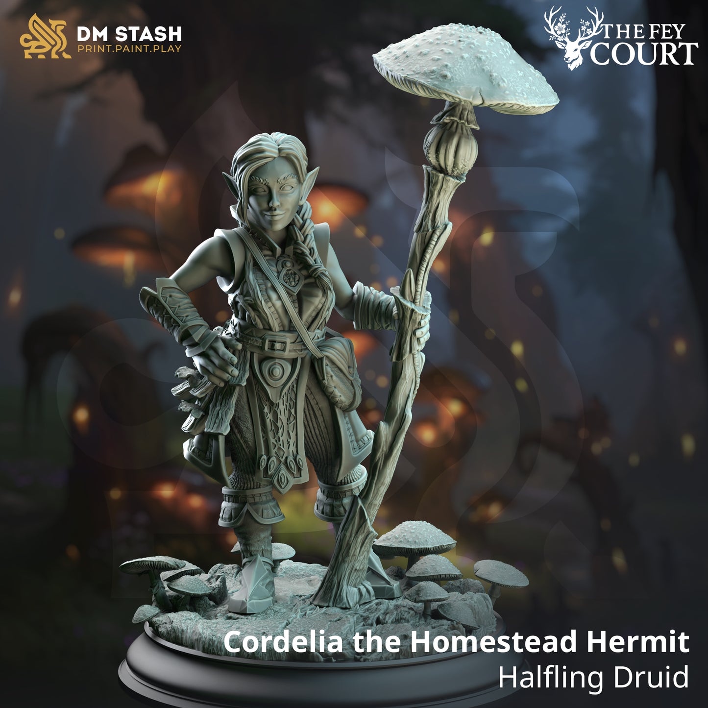 Gnome Female Smallfolk Mushroom Staff - Halfling Druid of Spores by DM Stash